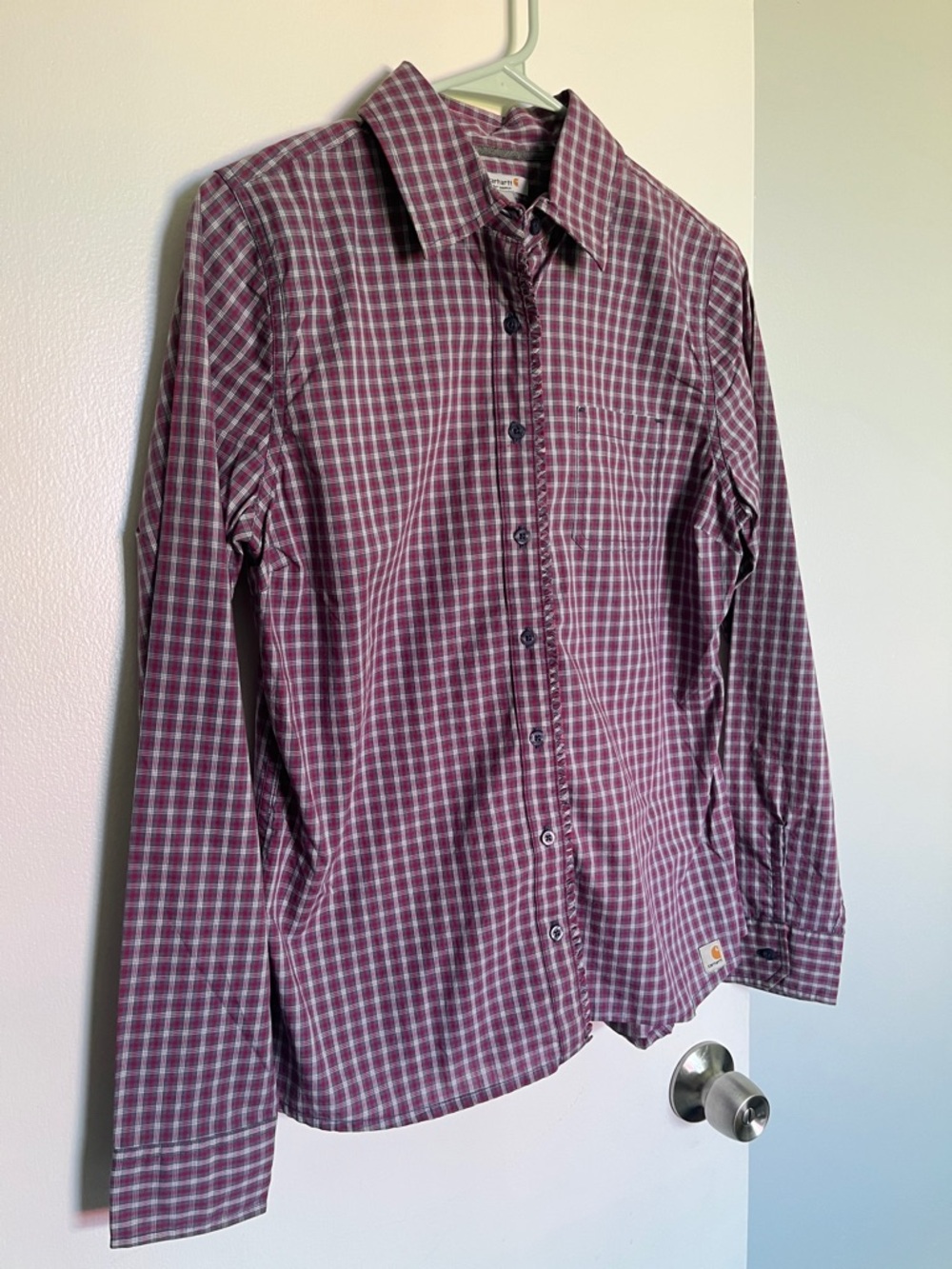 Carhartt Women’s Purple Plaid Long-Sleeve Button Shirt NWOT
